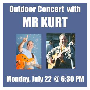 image tile ROCK OUT WITH MR. KURT (all ages) - Monday, July 22 at 6:30 PM, Outdoor event; registration is not required.