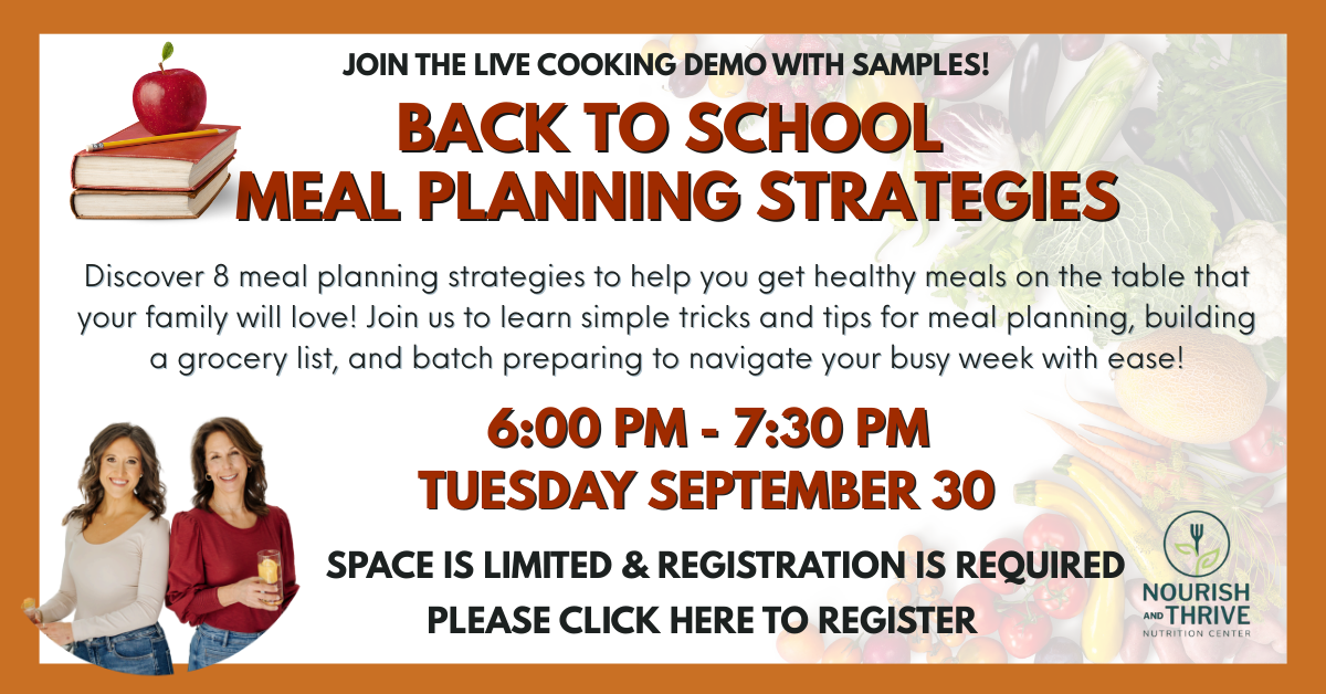 Back to School Meal Planning Strategies, September 20; for adults.