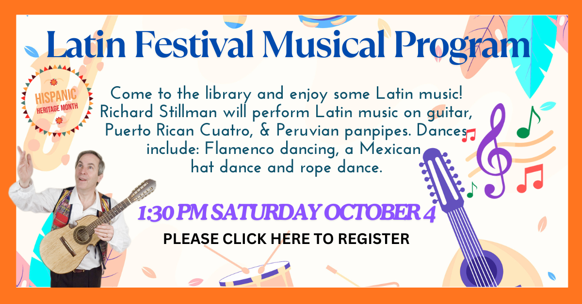 Latin festival musical program featuring Richard Stillman on October 4