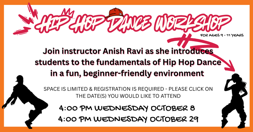 Hip hop dance workshop for ages 9 to 11 years