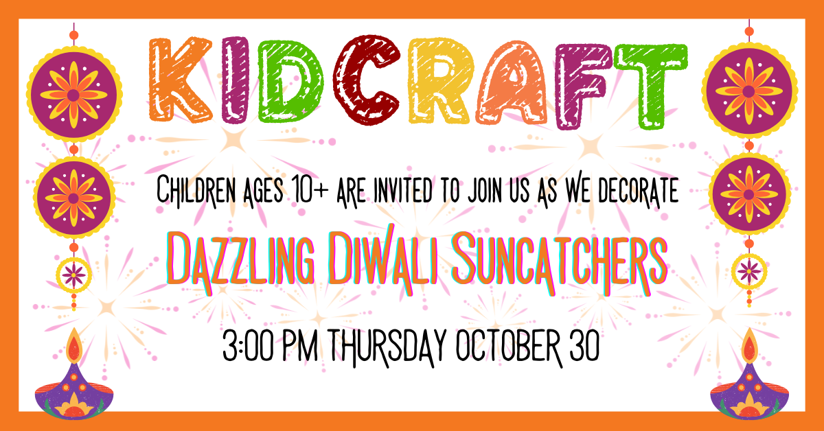 Diwali Suncatcher Craft, October 30; for ages 10 and up